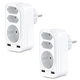 Steckdosenadapter, KEPLUG USB Steckdose, 3 Steckdosen ( 4000W ) und 2 USB Anschluss ( 2.4A ), mehrfachsteckdose für Hause, Reise, Büro (2)