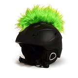 Helm - Irokese'Hell - Grün' für den Skihelm, Snowboardhelm, Fahrradhelm oder Motorradhelm - Helmirokese - Coole Helmdeko/Irokesenaufsatz - Punk I