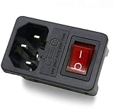 Kaltgeräte Einbaustecker Buchse C14 für 1,0 mm Blech mit leuchtenden Schalter Kaltgeräte Einbaub