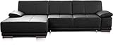 CAVADORE Bettsofa Corianne in Echtleder / Ecksofa inkl. Schlaffunktion und verstellbaren Armlehnen / 282 x 80 x 162 / Echtes Leder, schw