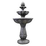 Bulaxxooo Outdoor-Wasserbrunnen, 44' 5 Abgestufter Wasserfall Für Gartenbrunnen-Dekor Stein-Look Zen-Boden-Fallbrunnen-Wasserspiel Mit Pumpe Und LED-Licht Für Gartenterrasse Veranda H