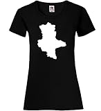 Sachsen-Anhalt Umriss Frauen Lady-Fit T-Shirt Schwarz L - shirt84