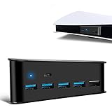 5 Port USB Hub für PS5 Konsole, Hochgeschwindigkeits USB Hub Erweiterungsadapter mit Typ C Kompatibilität für Playstation 5 Spielekonsole, Erweitert Game Console Sp