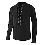 QWERD Herren Gothic Steampunk Hemd Mittelalter-Hemd mit Schnürung Freizeitshirt Cosplay Tops Rüschenhemd Elegant Gothic Piraten Victorian Renaissance Halloween Elegant Langarmshirt Männer Lang