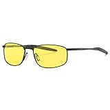 kimorn Polarisierte Sonnenbrille Herren Retro Rechteckig Rahmen Klassisch Unisex Gläser K0535 (Schwarz&Gelb)