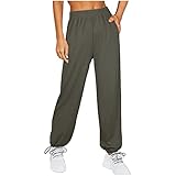 Overdose Damen Einfarbige Sport- Und Freizeithose Mit Weitem Bein Und Kordelzug