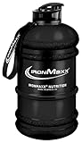 IronMaxx Water Gallon Matt 2200 ml auslaufsichere Trinkflasche BPA frei, Frosted Black, 1 Stück (1er Pack)