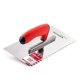 COMENSAL® Premium Zahnkelle Rostfreie - Profi Gezahnt Glättkelle Edelstahl - Zahnglättekelle zum Verlegen von Fliesen - Zahnspachtel - Made in EU - Zahnung 6x6
