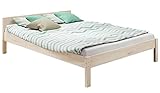 sunnypillow Holzbett 200x200 cm Emma Scandi Style - Doppelbett Bettgestell mit Kopfteil - Ehebett - Massivholzbett Naturholz Fichte 90 100 120 140 160 180 200 x 200