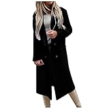 BAODANA Blazer Damen Lang Zweireihige Cardigan Jacke Business Freizeit Slim Fit Anzugjacke Langarm Revers Sakko Strickjacke Frauen Winter Übergangsjacke Mantel Oversize T