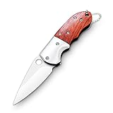 Eil Scharfes Outdoor Survival Messer Einhand-Klappmesser mit Holzgriff für Camping & Wandern Taschenmesser (F1)