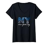 Damen USA Klassisch New York Stadt T-Shirt mit V