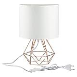 Modern Industrielle Metall Vintage Tischlampen Schreibtischlampen - Angus Körbchenstil Stil Nachttisch-Leuchte 15,35' Höhe Leselampe Arbeitsplatzlampe für Bedside Desk Bar, Weiß & Rose G