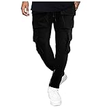 BIBOKAOKE Herren Cargo Hose Lange Regular Fit Cargohose Einfarbig Lässige Arbeitshose Combat Tactical Hosen Freizeithose Frachthose Wanderhose Trekkinghose Men Pants Outdoorhose Streetw