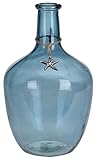 Vase Ballonvase Blau Weiß Glasvase Blumenvase Maritime Deko Muschel Seestern Steuerrad 26cm, Farbe:Dunkelb