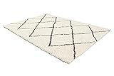 LIFA LIVING 80 x 150 cm Gemusterter Teppich für Wohnzimmer, Flur & Schlafzimmer, Wohnzimmerteppich mit Muster in Schwarz & Creme, Teppich aus weichem Poly