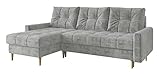 Ecksofa im Skandinavisches Stil mit universelle Ottomane HALANT mit Schlaffunktion (Grau (Paros 05))