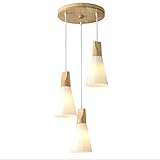 ZHQHYQHHX Einfache weiße Holz Kronleuchter DREI Farbe Dimmen Nordic Persönlichkeit Esszimmer Hängelampe 3 Lampe L