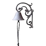 LJHU Schiffsglocke Metall-Handkurbel-Türklingel mit Halterung, Einfacher Milchteeladen Brathähnchenladen Serviceglocke, Langlebige, Schicke und Verzierte Türkling