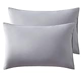 Hansleep 2er Set 40x80cm Kissenbezug Grau Kissenhülle Kopfkissenbezug Pillowcases Mikrofaser Superweich Rechteckig mit Umschlag