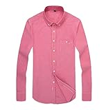 Hemd Herren Basic Pure Color Classic All-Match Herren Langarm Frühling Und Herbst Slim Fit Hochzeit Arbeit Jugend Boutique Herren S