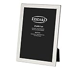 EDZARD Bilderrahmen Salerno für Foto DIN A4 (21 x 29,7 cm), edel versilbert, anlaufgeschützt, mit Samtrücken, inkl. 2 Aufhängern, Fotorahmen für Zertifikate zum Stellen und Häng