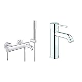 GROHE Essence | Badarmaturen - Einhand-Wannenbatterie, DN 15 | chrom | 33628001 & Essence | Badarmaturen - Einhand-Waschtischbatterie, DN 15 S-Size |chrom |23590001