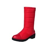 Hotberry Damen Schneestiefel Wärme Samt Verdickte Winterstiefel rutschfeste Gefüttert Schneestiefel Halbhoch Ankle Schneeschuhe Reiten Warm Boots Reißverschluss Runde Zehe Flacher Schneeboots S