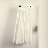 HUWAIYUNDONG Röcke Für Damen - Damen Boho Lange Maxiröcke-Böhmischer Volltonfarbe Einteiliger Rock Anti-Schmier-Strandkleid Wickelrock A-Linie Swing Holiday Röcke,Weiß,X