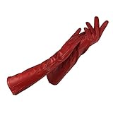 Qivor Damen Handschuhe Winter Warm Kaschmirfutter Damen Handschuhe Lange Handschuhe Ellenbogen Arm Ärmel Echtes Leder (Color : Red, Size : 7 1/2)