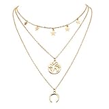 Yesiidor Mehrere Halskette Set Mond Sterne Weltkarte Mehrere Stapelbare Choker Damenmode Dek