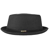 Stetson Wool Pork Pie Hut Herren/Damen - Porkpie Filzhut Made in Italy - Herrenhut mit Schurwolle und Baumwollfutter - Winterhut Größe 59 cm schwarz - Fedora Herbst/W