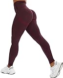 RIOJOY Scrunch Butt Leggings Damen High Waist Seamless Push Up Booty Leggins Hose für Sport Yoga Fitness Gym Workout, Weinrot 40/42