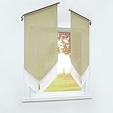 SCHOAL Scheibengardine mit Tunnelzug Bistrogardine Modern Küche Gardinen Voile Transparent Panneaux Vorhänge Sand BxH 40x90cm 1 Stück