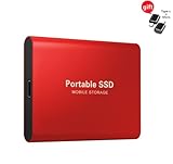 QWEZXCMI Portable Externe Festplatte 500GB 1TB 2TB 4TB 6TB 8TB High Capacity Typ-C Solid State Drive USB 3.1 540M/S Externe SSD Für Windows 10, 8, 7, Vista, XP/Mac OS 10.4,Linux,Android,Rot,2TB