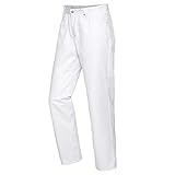 BP 1758-558-0021-Sl Unisex-Hose, Jeans-Stil mit verstellbarem Gummizug hinten, 245,00 g/m² Stoffmischung, weiß, S