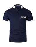 GHYUGR Poloshirts Herren klassisch Kurzarm Baumwolle Polohemd Golf T-Shirt S-XXL,Blau 01,L