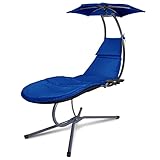 RANSENERS Schaukelliege Sonnenliege Gartenliege mit Sitzpolster und Verstellbarer Sonnenschirm, bis 160kg Belastbar, TÜV-Bericht, mit Becherhalter, Anthrazitg