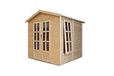 TIMBELA M351FB Garten Holzhaus, Großes multifunktionales Holz Gartenhaus B233xT222xH233 cm, Modernes Gartenhaus als Home-Office, Abschließbares Gartenhaus, Home Office im Garten oder Garten-S