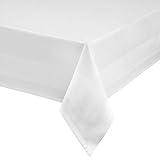 TextilDepot24 Damast Tischdecke weiß mit Atlaskante bei 95°C waschbar - Größe wählbar (130 x 170 cm)