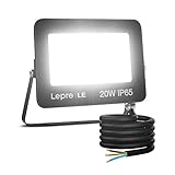 Lepro LED Strahler Außen, 20W LED Fluter, Superhell 1700LM Außenstrahler 5000K Kaltweiß IP65 Wasserfest Aussenstrahler, Aussenlampe für Hinterhof, Auffahrt, Türen, Garage, Flur, G