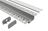 Tivendis LED Trockenbauprofil 2m mit Abdeckung mattiert | T1 Trockenbauprofile für LED Streifen bis 20 mm | LED Aluminium Profil Trockenbau | LED Profil Trockenbau Decke Wand Schattenfug