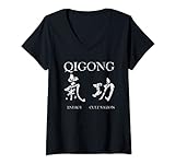 Damen Tai Chi Qi Gong Chigong Chinesische Meditation Qigong T-Shirt mit V