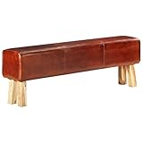 FAMIROSA Sitzbank Turnbock-Design 160cm Braun Echtleder Mango Massivholz (19,62kg)