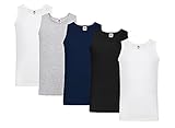 Fruit of the Loom Herren Unterhemd (5erPack), 2Weiss 1Schwarz 1Grau 1Navy XL