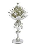Amoy-Art Blume Skulptur Figuren Flower Statue Dekor Moderne Art für Haus Geschenk Kinder Polyresin Silber 26cmH