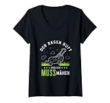 Damen Gartenarbeit Blumen Pflanzen Rasenmäher Rasen Geschenkidee T-Shirt mit V