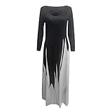 Hirolan Damen Kleid Lang Maxikleid Quaste Farbverlauf Bunter ÜBergrößE Casual Kleid Elegante Freizeitkleid Blusenkleid Kaftan Tshirt Kleid Farbverlauf Gedruckt Einteilig