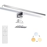 LED Spiegelleuchte Dimmbar, SOLMORE 12W 1200LM Neutralweiß/Warmweiss/Weißlicht Badezimmer Badleuchte Spiegellampe mit Fernbedienung, IP44 Wasserdichte Badlampe 40CM 220V