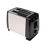 MYJSY MYJAY Toaster, Toaster mit Brötchenaufsatz, hochwertiger Edelstahl Toaster zum Toasten, Auftauen und Erwärmen, Edelstahl-gebürstet/schw